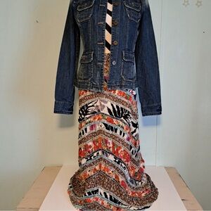Rare Vintage Free People Praga Patch Patchwork Maxi skirt size 0